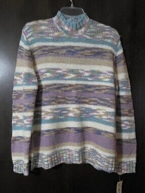 Koret Stardust 900 Multicolor Turtleneck Sweater Vintage Women's Size L Oversize